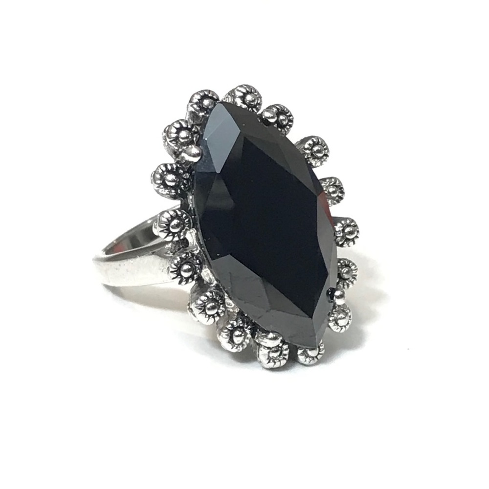Large Black CZ Brass Ring